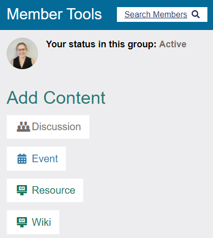Once you are in your group, you will see a blue box on the right labelled Member Tools. 